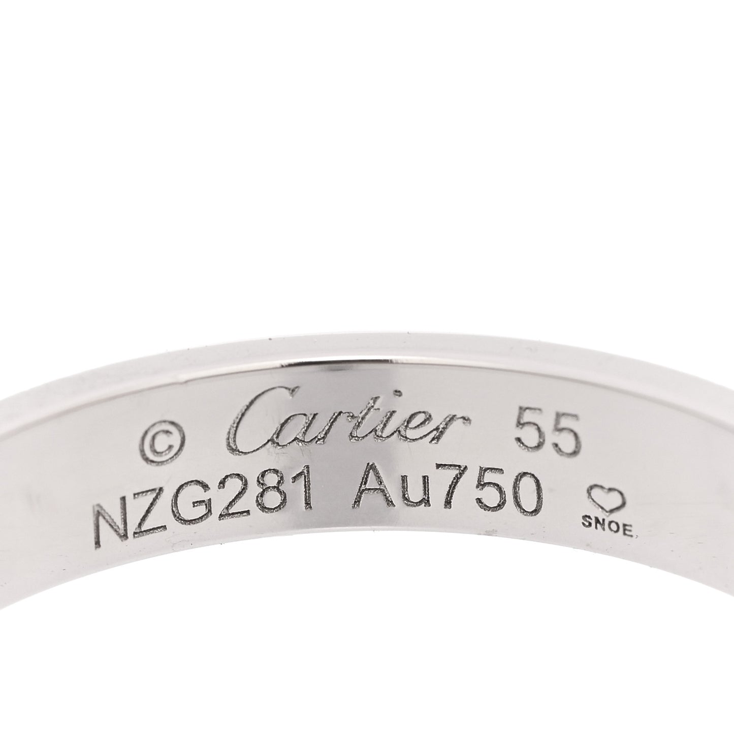 18K White Gold 3.5mm LOVE Wedding Band Ring 55 7.25