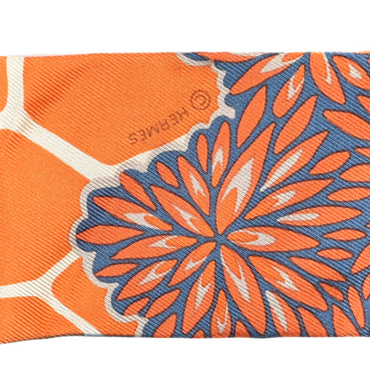 Hermes Silk The Three Graces Twilly Bleu Jean Orange Rouille 3 of 4