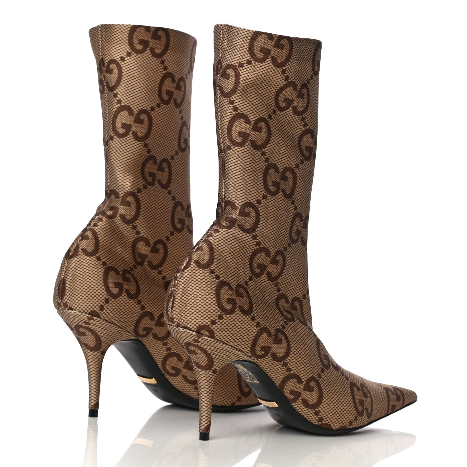 Balenciaga X GUCCI Jersey Maxi GG Monogram Crepe Knife Booties 37 Camel Ebony 4 of 10
