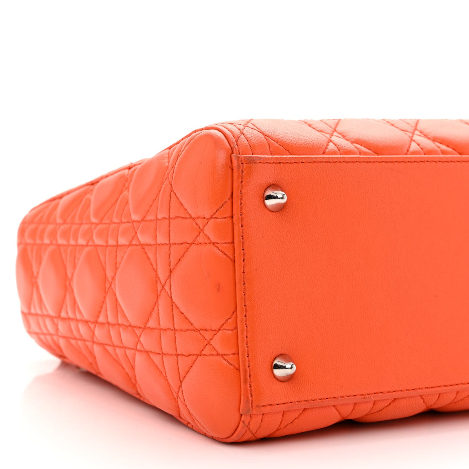 Christian Dior Lambskin Cannage Medium Lady Dior Orange 9 of 18