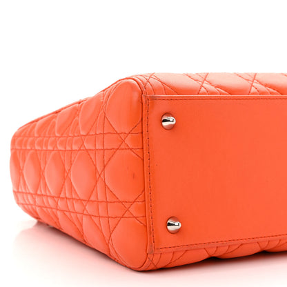 Christian Dior Lambskin Cannage Medium Lady Dior Orange 9 of 18