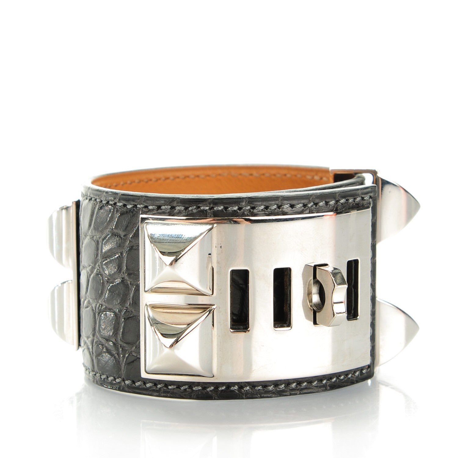 Hermes Matte Alligator Collier De Chien CDC Bracelet S Graphite 3 of 7