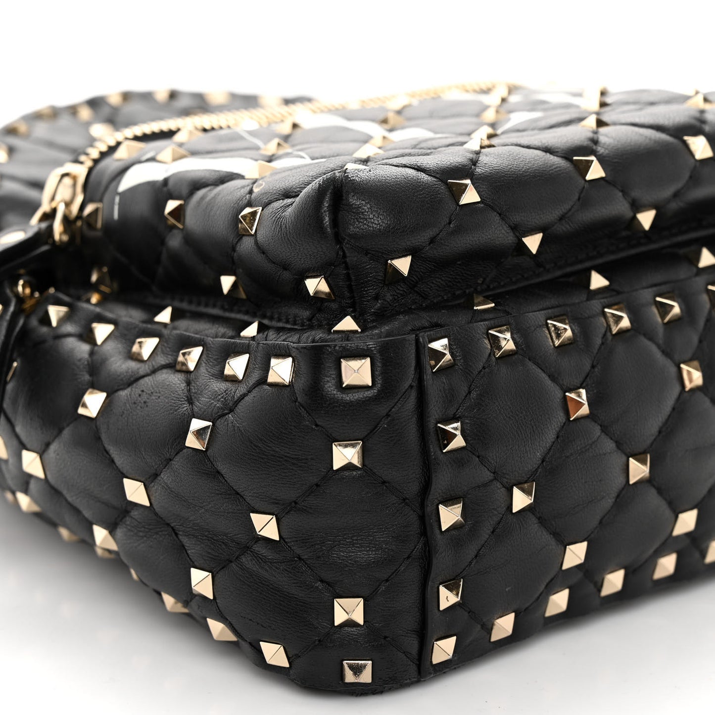 Lambskin VLTN Print Quilted Mini Rockstud Spike Backpack Black
