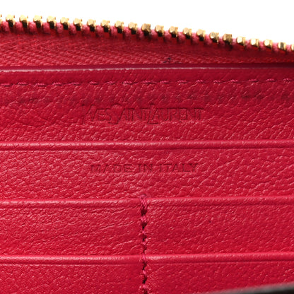 Saint Laurent Chevre Belle De Jour Zip Around Wallet Fuchsia 7 of 14
