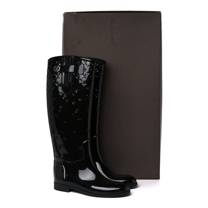 Louis Vuitton Rubber Embossed Monogram Drops High Rain Boots 37 Black 13 of 13