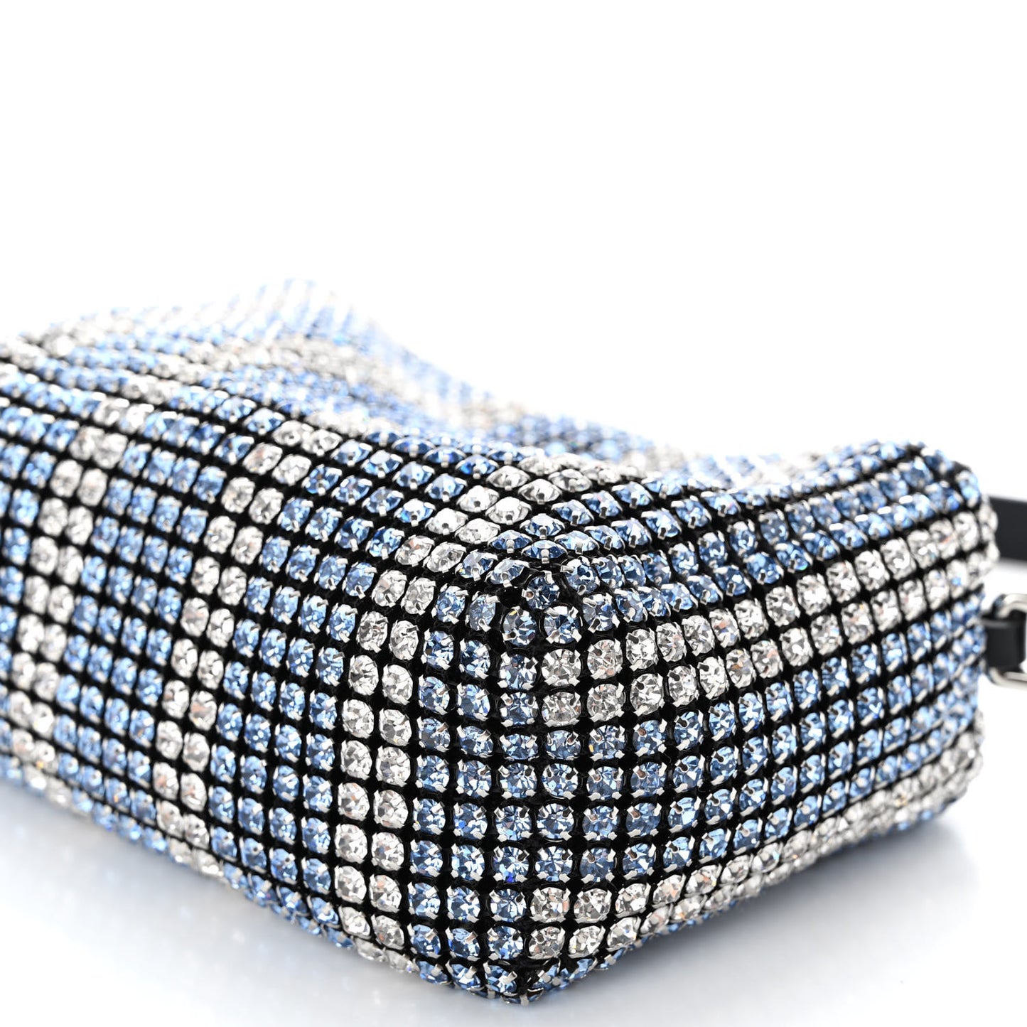 Mesh Crystal Rhinestone Mini Heiress Pouch Blue Light