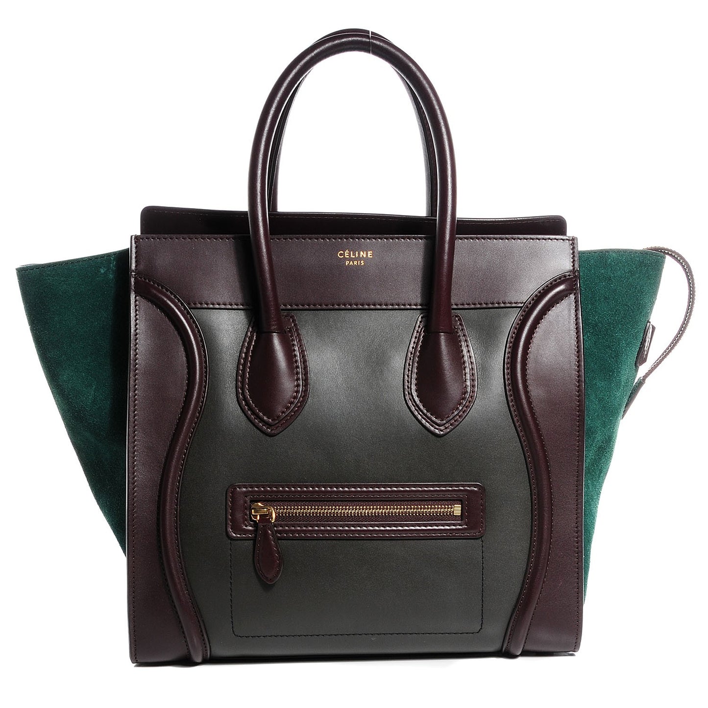 Smooth Calfskin Suede Mini Tri-Color Luggage Burgundy