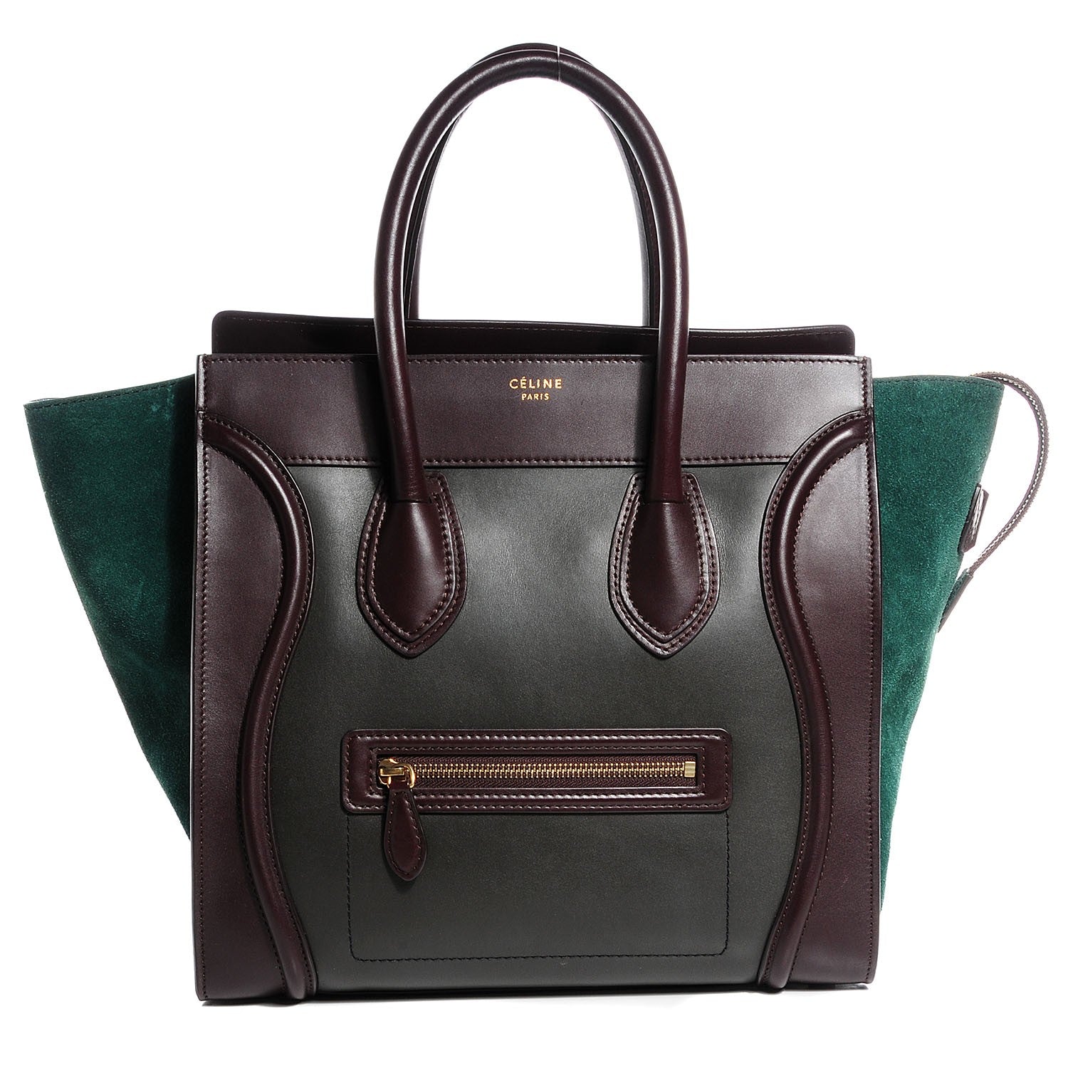 Celine Smooth Calfskin Suede Mini Tri-Color Luggage Burgundy 1 of 7