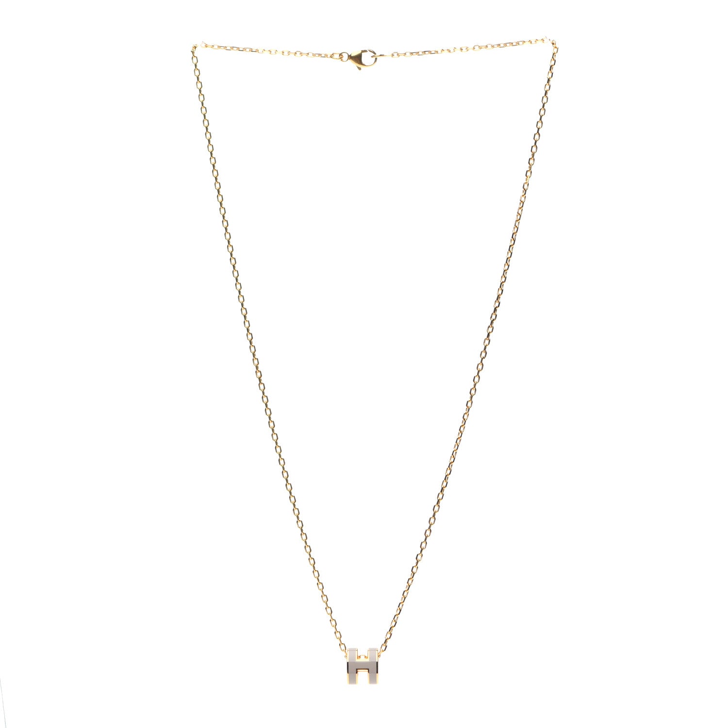 Hermes Lacquered Gold Mini Pop H Pendant Necklace Marron Glace 3 of 7