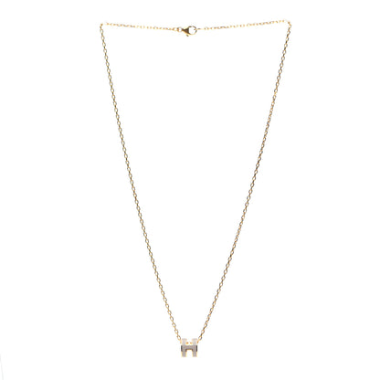 Hermes Lacquered Gold Mini Pop H Pendant Necklace Marron Glace 3 of 7