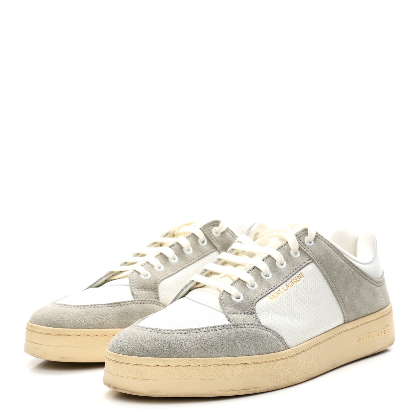 Calfskin Perforated Suede Mens SL61 Sneakers 45 Blanc Optique Paris