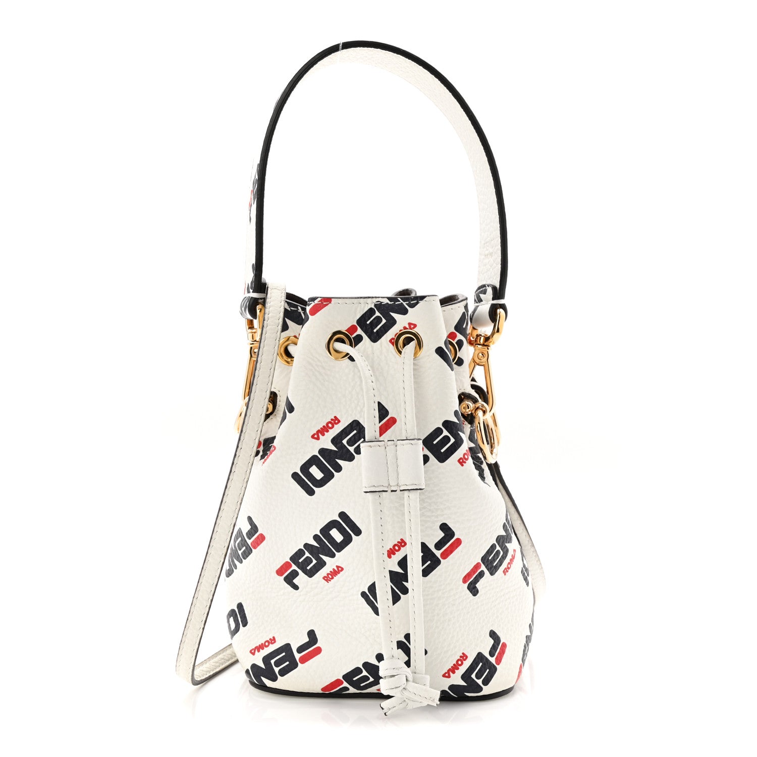 Fendi X FILA Vitello F is Fendi Mania Mini Mon Tresor Bucket Bag White 1 of 10
