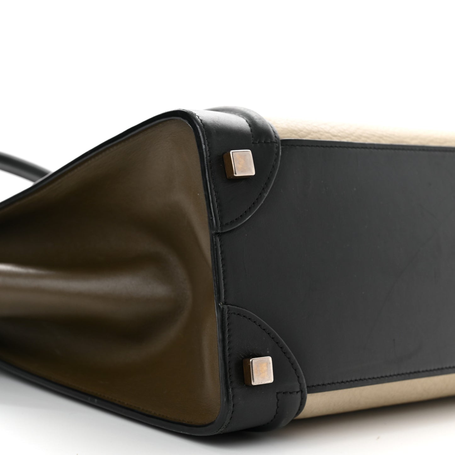 Textured Calfskin Micro Tri-Color Luggage Olive