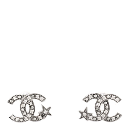 Chanel Crystal CC Starfall Earrings Silver 1 of 4