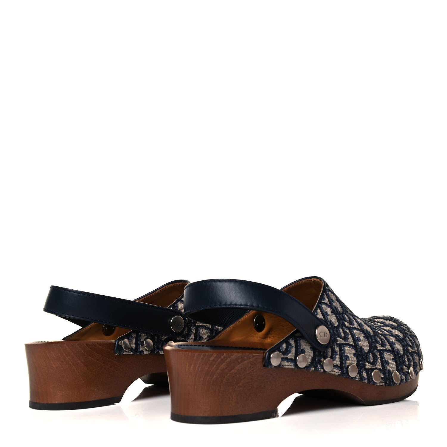 Christian Dior Canvas Oblique Diorquake 20mm Slingback Clogs 39 Deep Blue 4 of 7