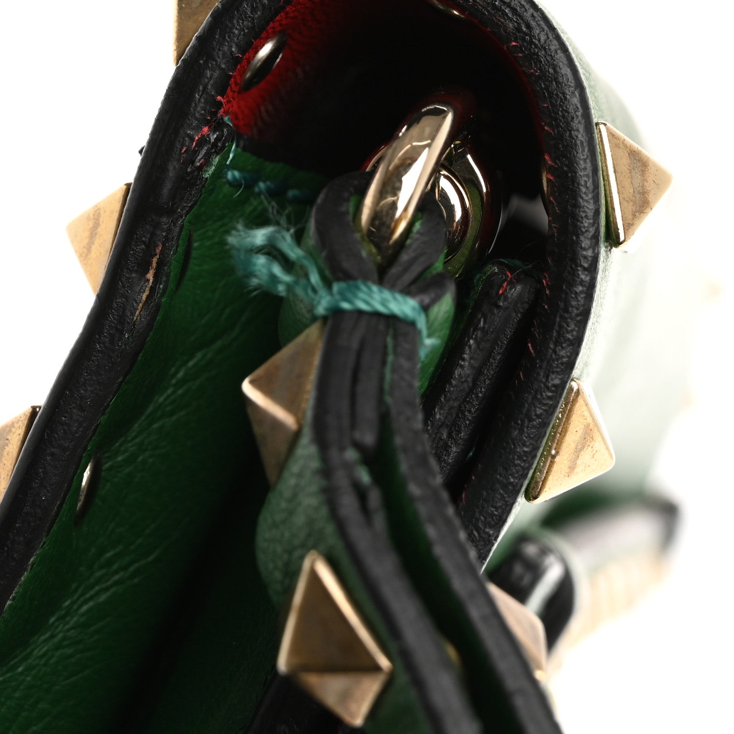 Valentino Garavani Nappa Rockstud Wristlet Clutch Emerald 16 of 16