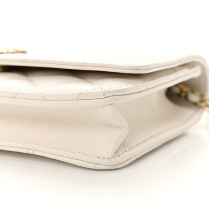 Chanel Caviar Quilted Crystal Heart CC Wallet On Chain WOC White 11 of 12