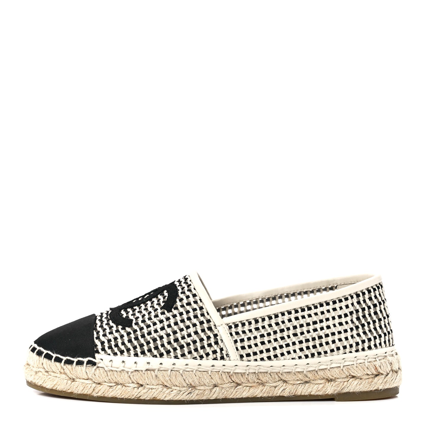 Mesh Grosgrain CC Espadrilles 39 Beige Black
