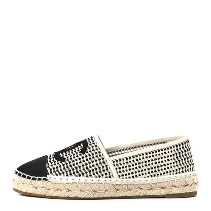 Chanel Mesh Grosgrain CC Espadrilles 39 Beige Black 1 of 9