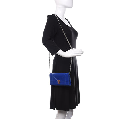 Christian Dior Lambskin Diorama Croisiere Chain Wallet Blue 2 of 11
