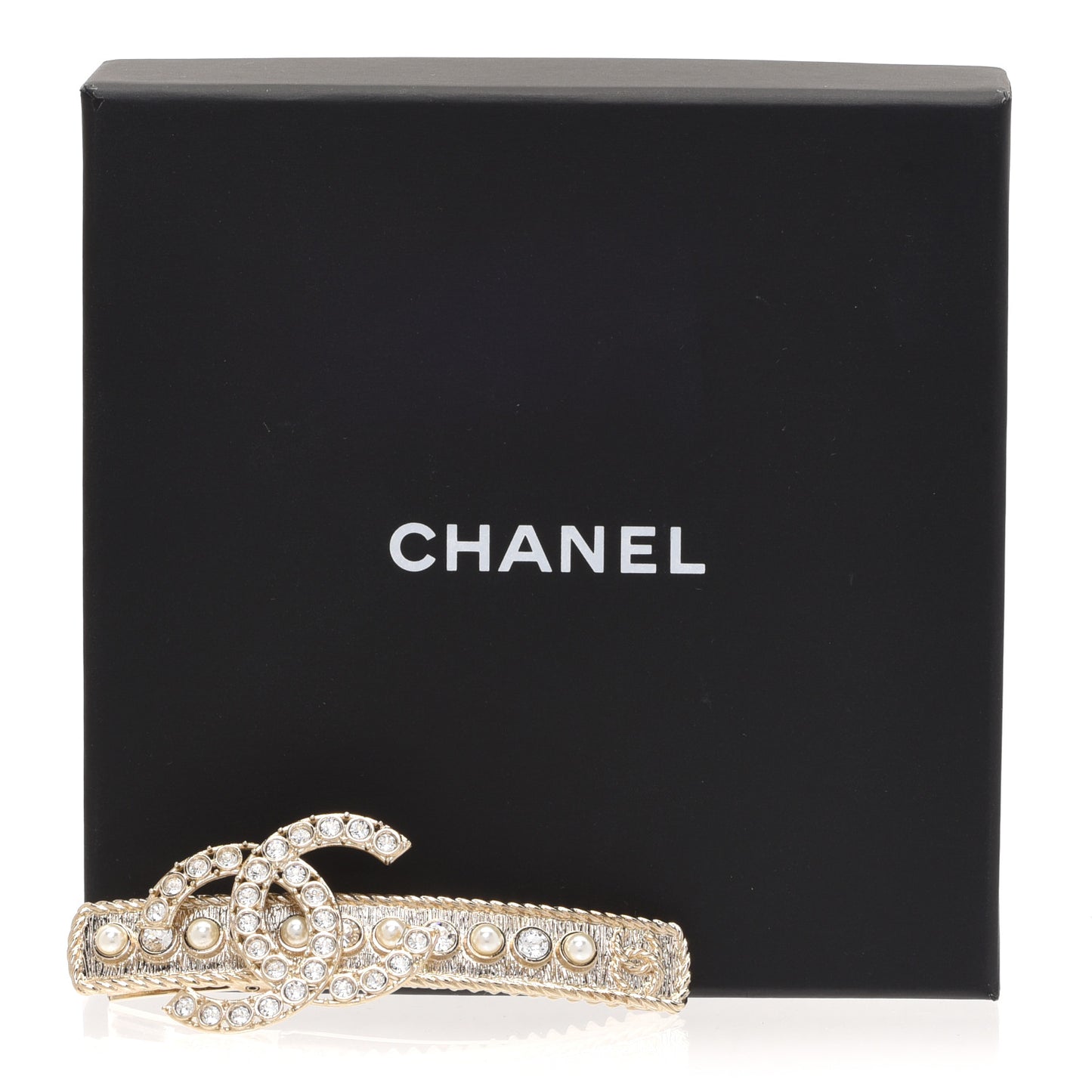 Metal Crystal Pearl CC Hair Clip Gold Pearly White