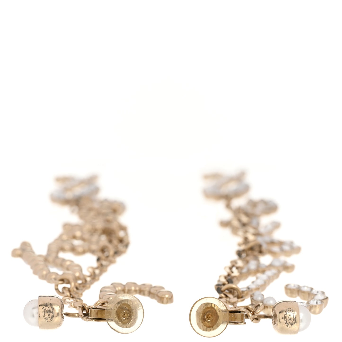 Crystal Pearl Drop Letter Earrings Gold