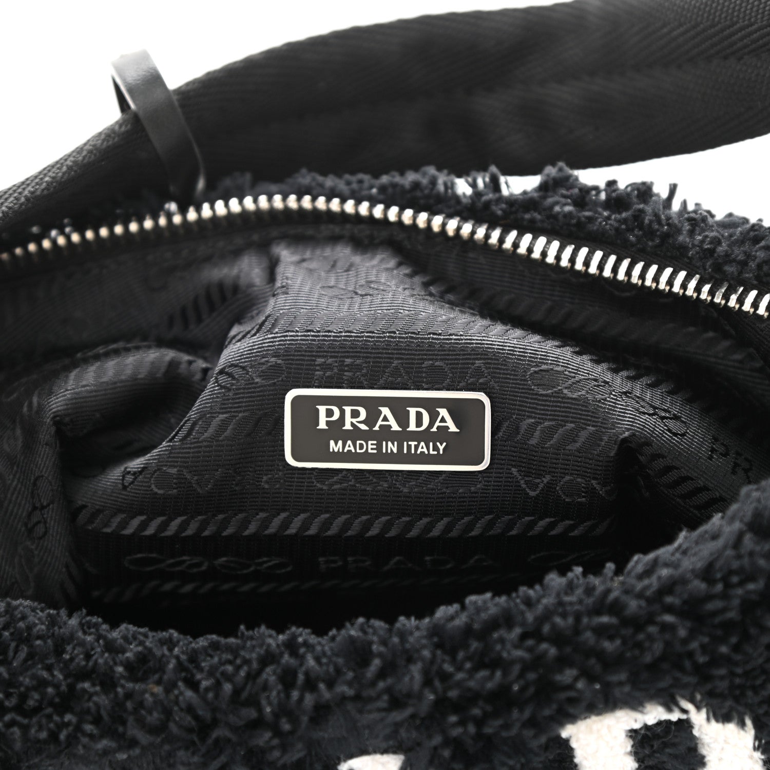 Prada Terry Cloth Mini Re-Edition 2000 Bag Black White 6 of 8
