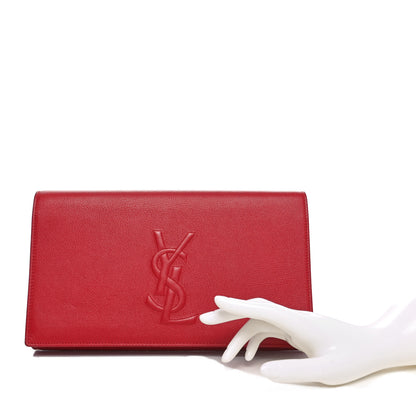 Saint Laurent Calfskin Monogram Large Belle De Jour Clutch Red 2 of 9