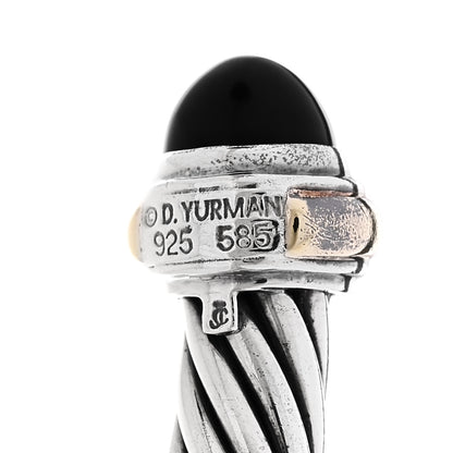 David Yurman Sterling Silver 14K Yellow Gold Black Onyx 7mm Cable Classics Bracelet 3 of 4