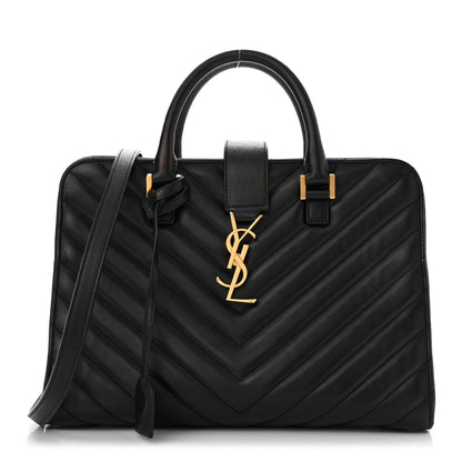Saint Laurent Calfskin Matelasse Chevron Small Monogram Cabas Black 1 of 12