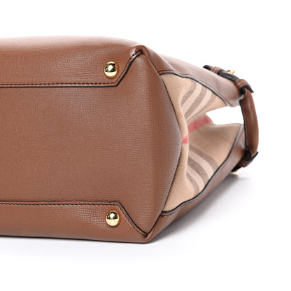 Burberry Grainy Calfskin House Check Large Banner Tote Tan 9 of 10