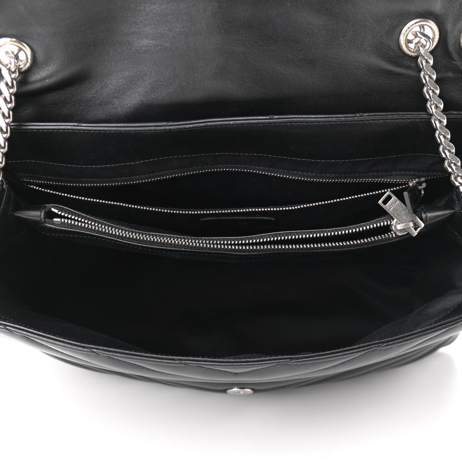 Saint Laurent Calfskin Y Quilted Monogram Large Loulou Chain Satchel Black 5 of 9