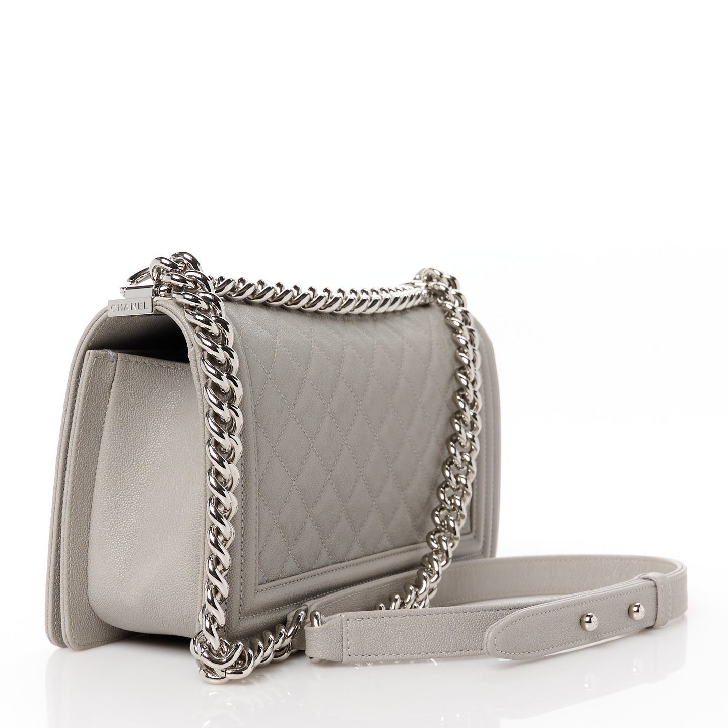 Caviar Quilted Medium Boy Flap Grey