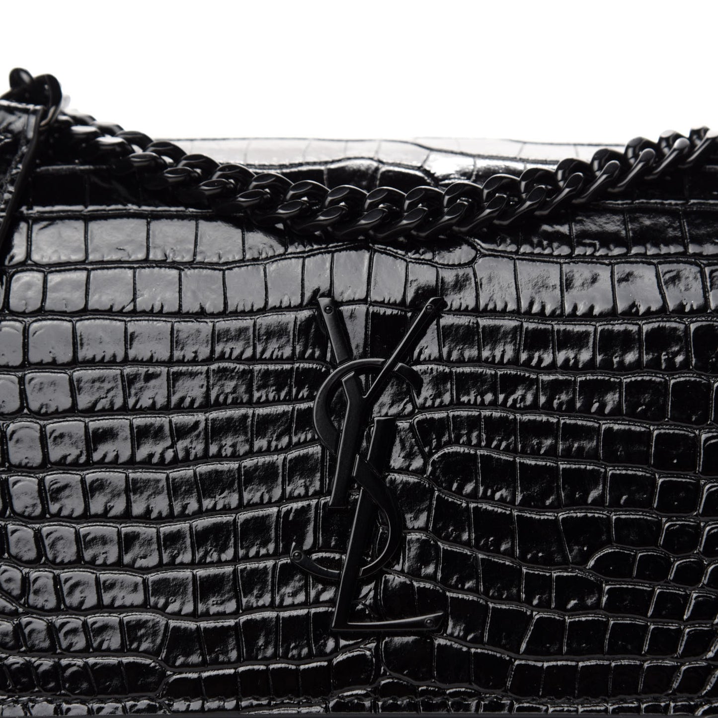 Calfskin Crocodile Embossed Medium Monochrome Monogram Sunset Black