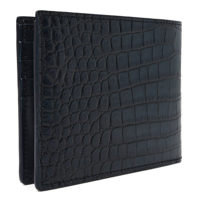Tom Ford Glossy Calfskin Crocodile Embossed T Line Classic Bi-Fold Wallet Ink 3 of 7