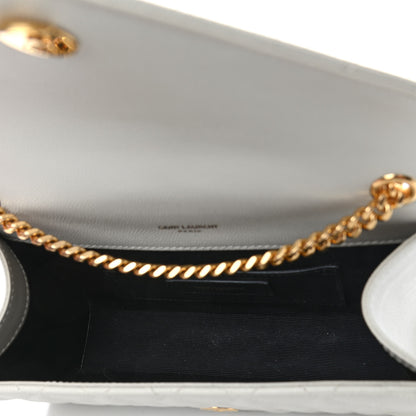 Saint Laurent Grain De Poudre Textured Mixed Matelasse Triquilt Small Monogram Satchel Crema Soft 4 of 4