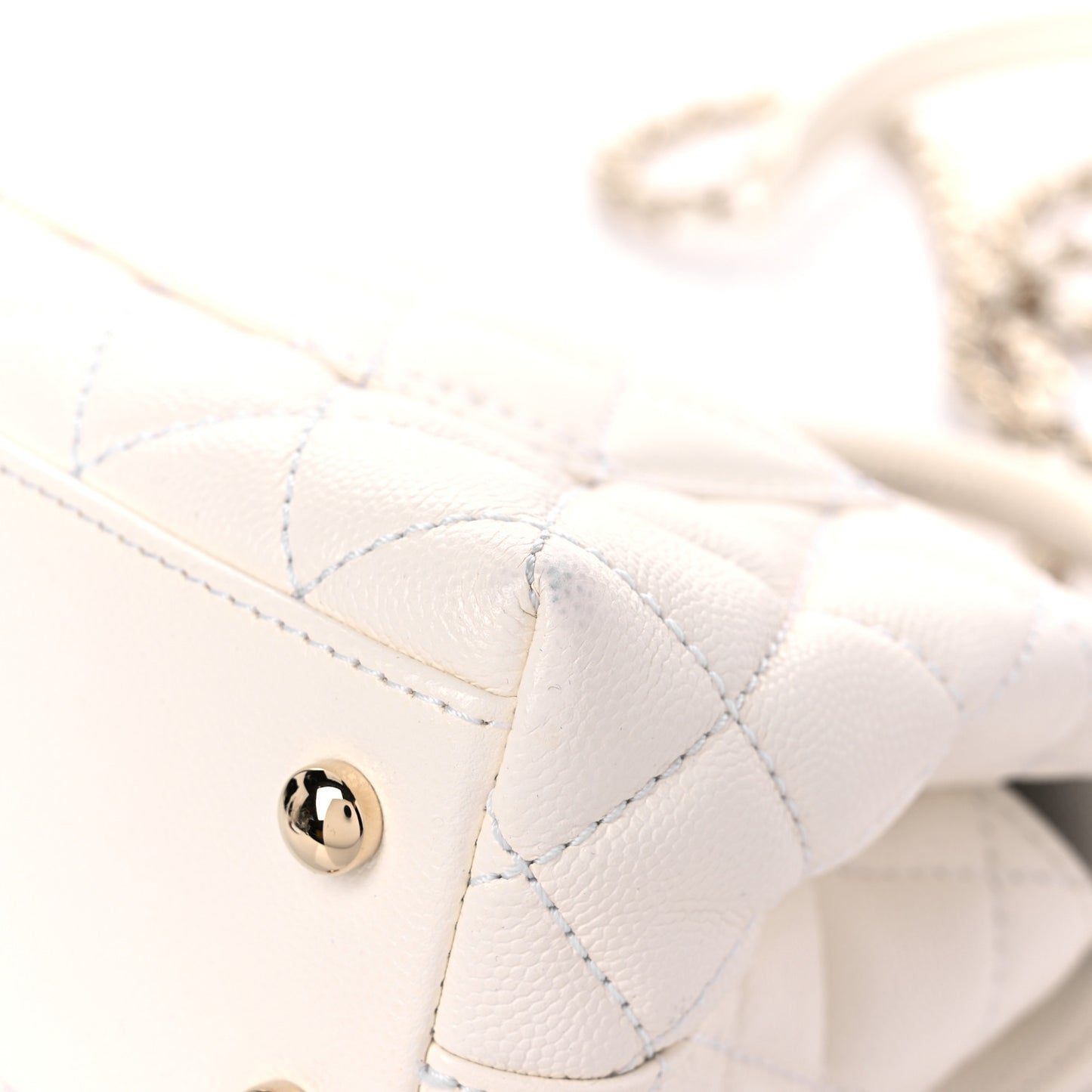 Caviar Quilted Extra Mini Coco Handle Flap White