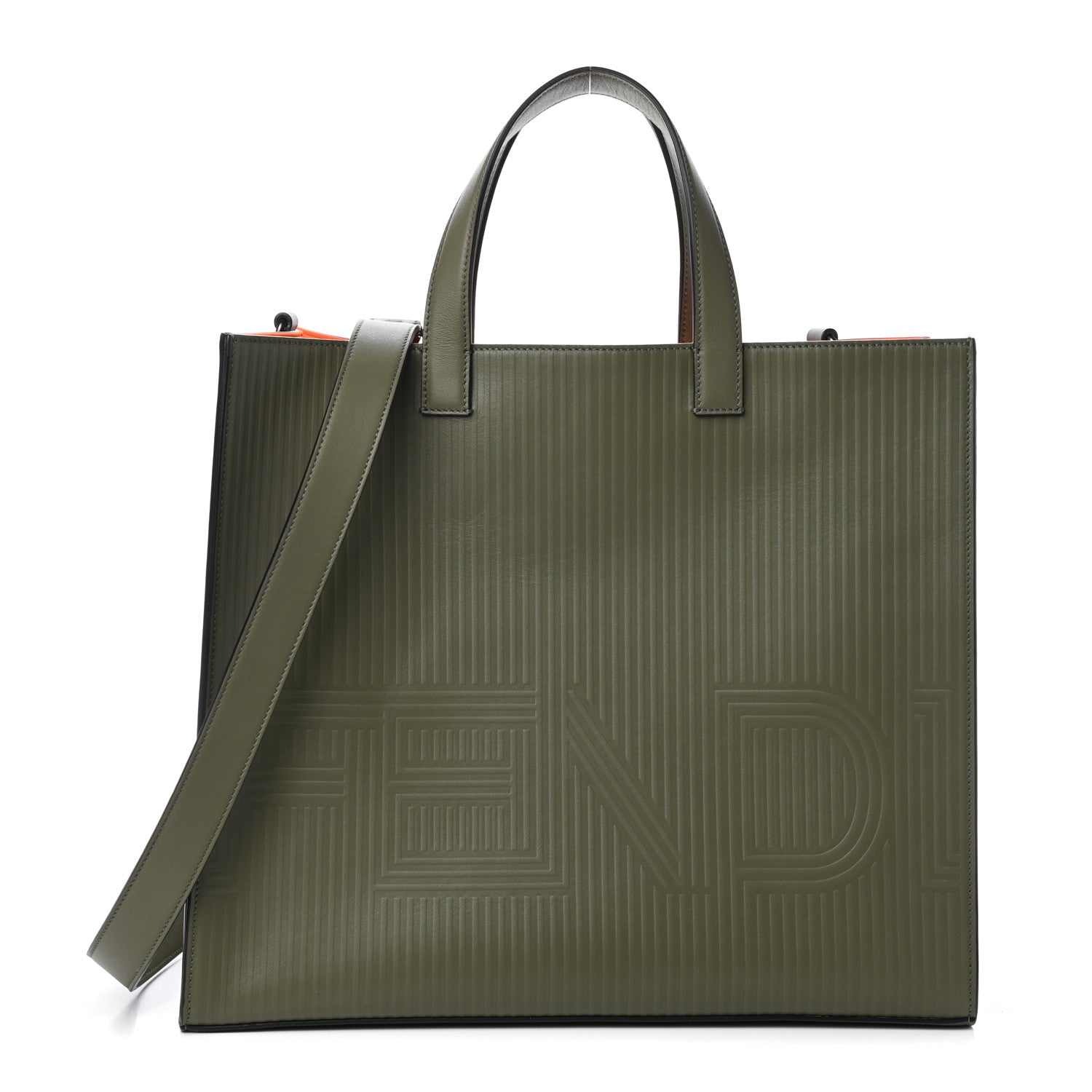 Fendi Calfskin Optic Stripe Shopping Tote Equatore 1 of 9