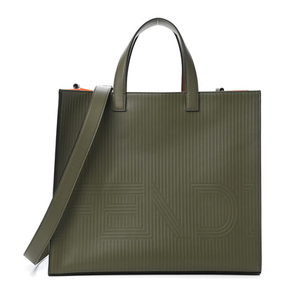 Fendi Calfskin Optic Stripe Shopping Tote Equatore 1 of 9