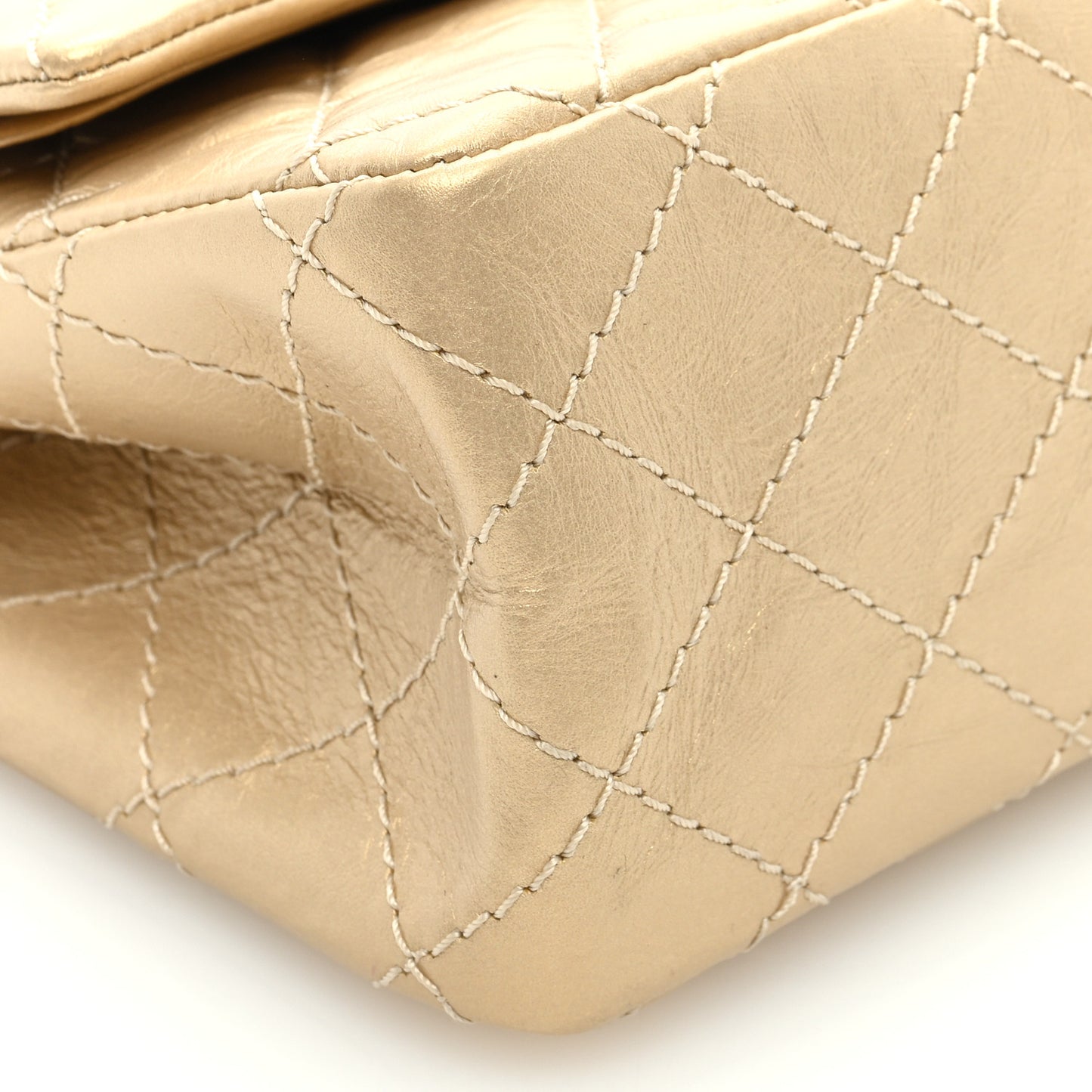 Metallic Calfskin Quilted 2.55 Reissue 224 Flap Gold