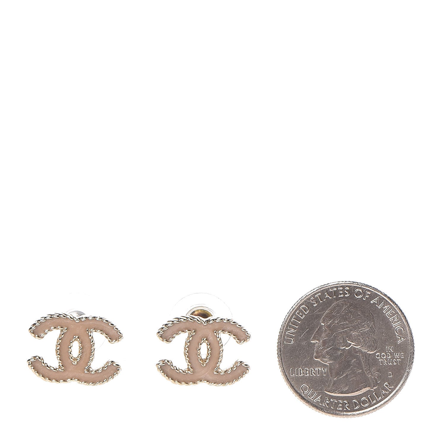 Chanel Enamel CC Earrings Beige Gold 2 of 5