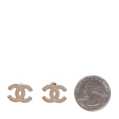 Chanel Enamel CC Earrings Beige Gold 2 of 5