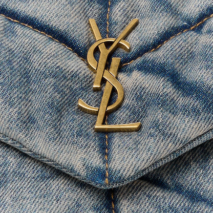 Saint Laurent Denim Quilted Toy Loulou Puffer Monogram Chain Satchel Blue Cinnamon 8 of 12
