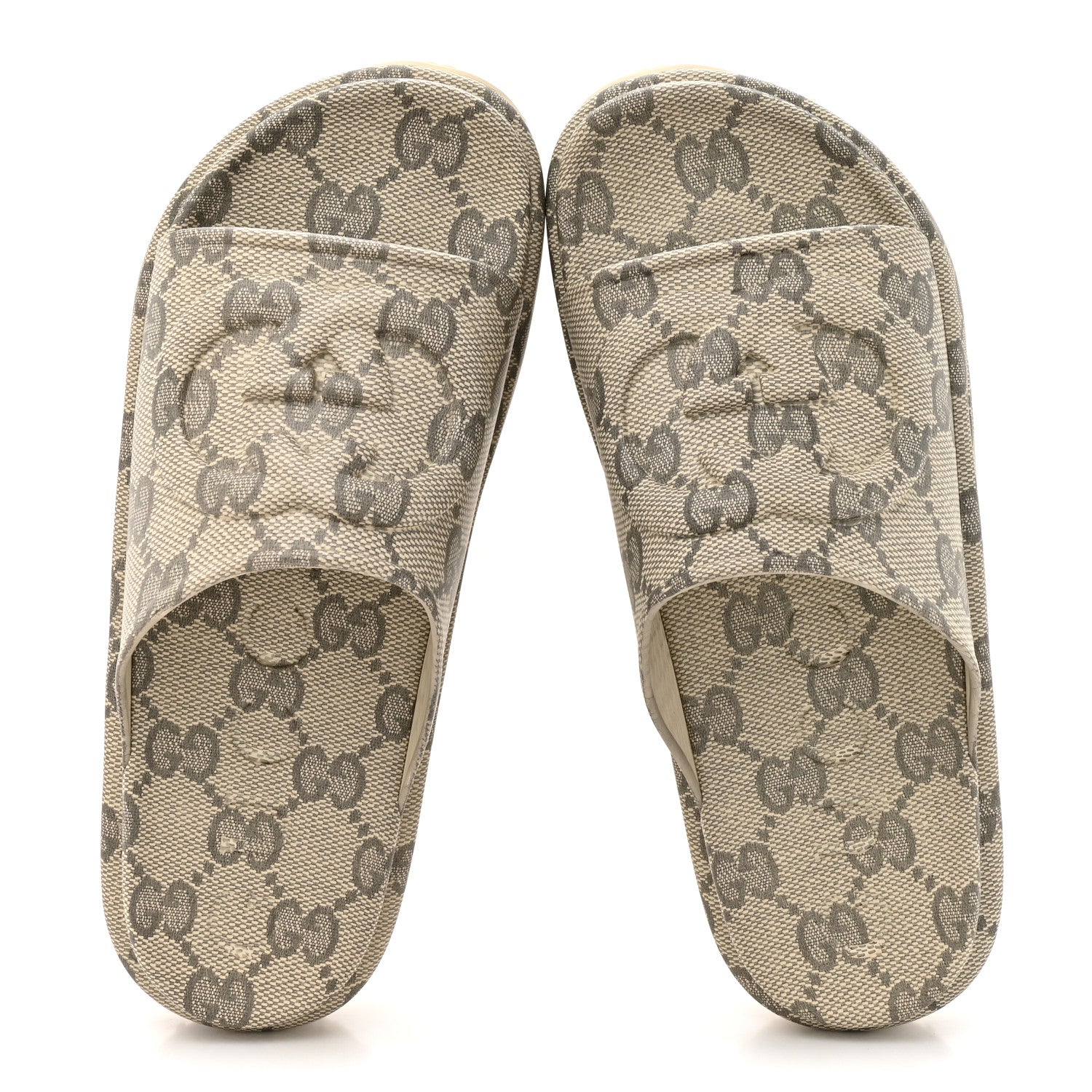 Gucci Cubic Rubber GG Monogram Mens Interlocking G Platform 42mm Slide Sandals 10 Beige Ebony 2 of 10