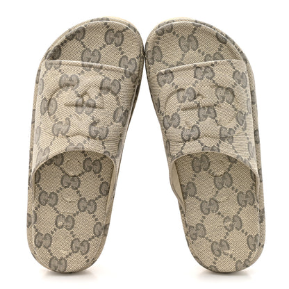 Gucci Cubic Rubber GG Monogram Mens Interlocking G Platform 42mm Slide Sandals 10 Beige Ebony 2 of 10