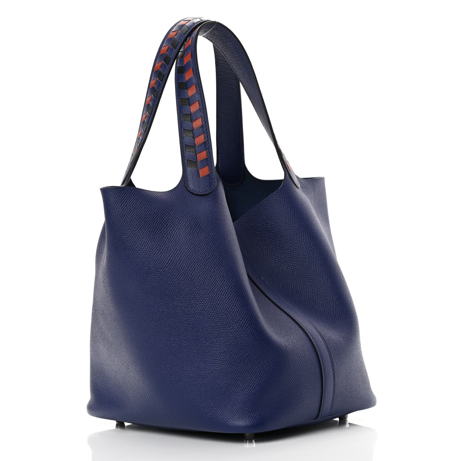 Hermes Epsom Tressage De Cuir Picotin Lock 22 MM Bleu Encre Brique Black 3 of 12