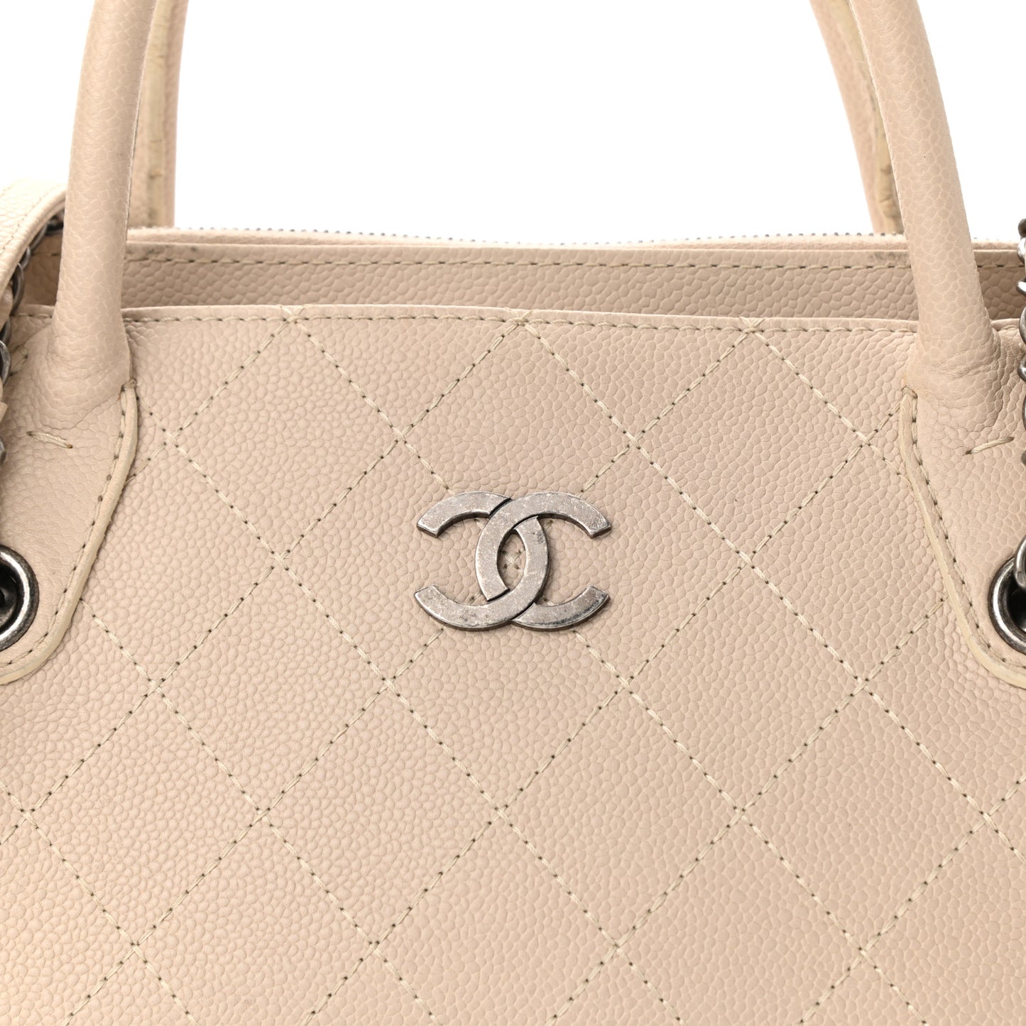 Grained Vegetal Calfskin Small Urban Shopping Tote Beige