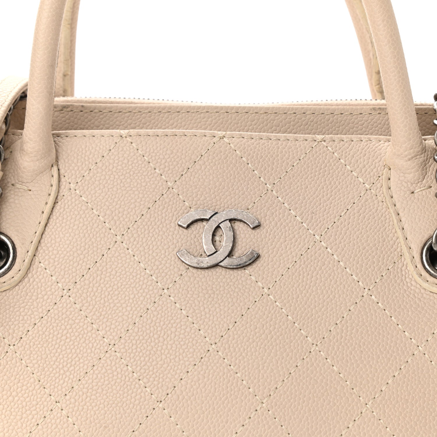 Chanel Grained Vegetal Calfskin Small Urban Shopping Tote Beige 8 of 11