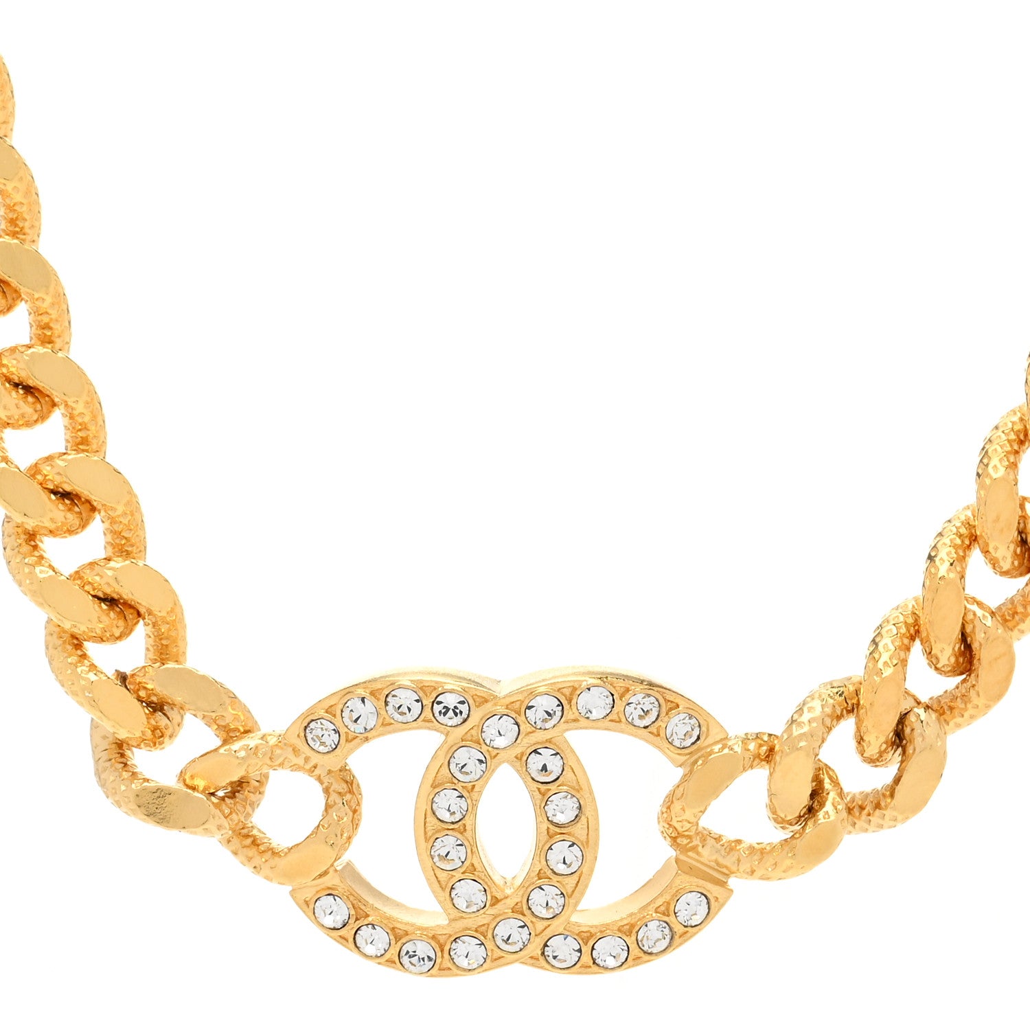 Chanel Crystal Chain Link CC Choker Necklace Gold 4 of 6