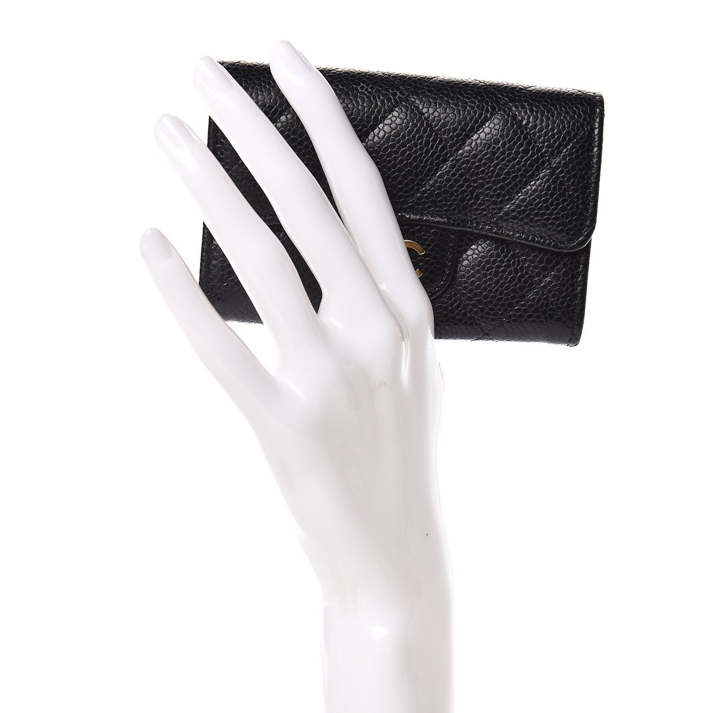 Caviar Quilted Flap Card Holder Black